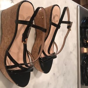 Kate Spade Black Patent Cork Wedges